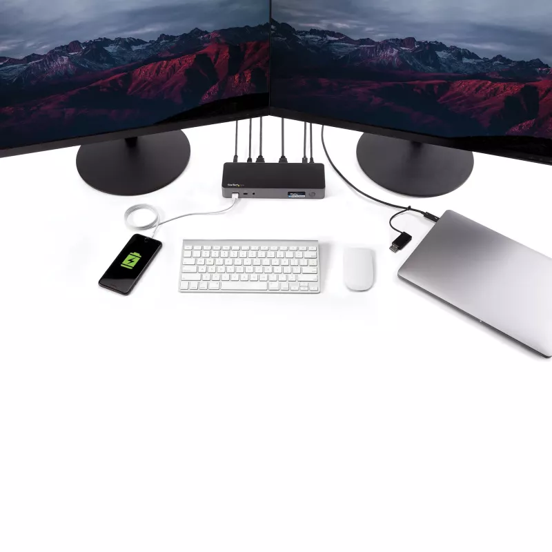 StarTech.com univerzálna dokovacia stanica pre notebook, hybrid USB-C & USB-A dock, Dual 4K DP & HDMI, 60W PD, Mac / Windows / Chrome OS, 4x USB 5Gbps hub, GbE
