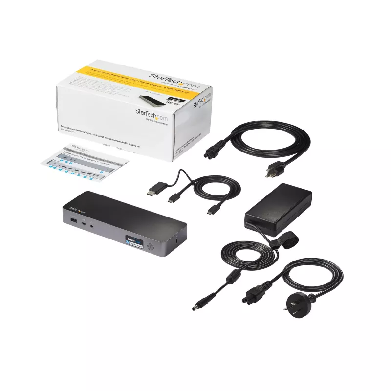StarTech.com univerzálna dokovacia stanica pre notebook, hybrid USB-C & USB-A dock, Dual 4K DP & HDMI, 60W PD, Mac / Windows / Chrome OS, 4x USB 5Gbps hub, GbE