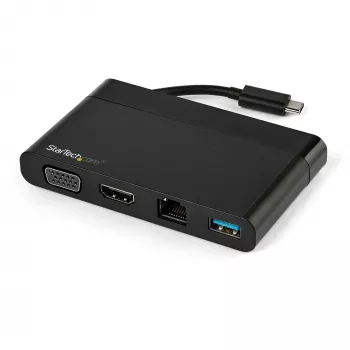 StarTech.com USB-C multiport adaptér s HDMI, VGA, gigabitovým ethernetom & USB 3.0 – USB-C na 4K HDMI alebo 1080p VGA display mini-dock hub – USB Type-C cestovná dokovacia stanica pre USB-C notebooky