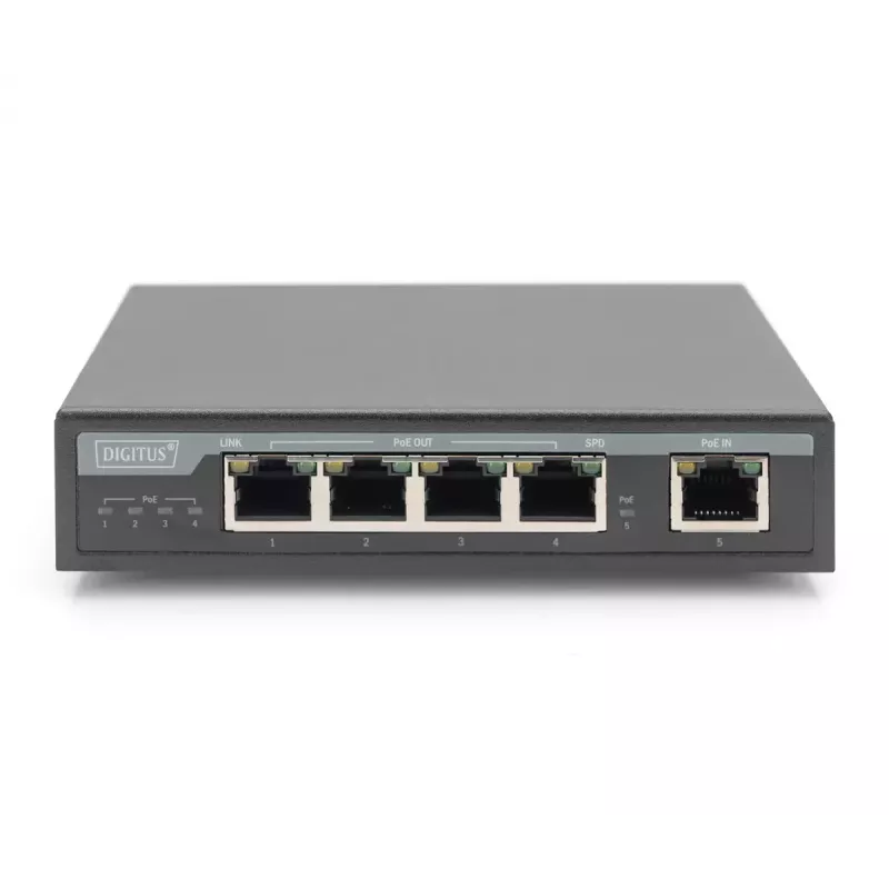 Digitus 4 port Gigabit 4PPoE extender 802.3at 60W čierna