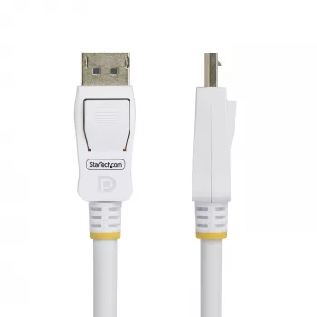 StarTech.com 10ft (3m) biely VESA certifikovaný DisplayPort 1.2 kábel, 4K 60Hz, 21,6 Gbit/s, zaisťovacie DP konektory samec, DP 1.2 DisplayPort kábel, DP monitorový kábel, M/M