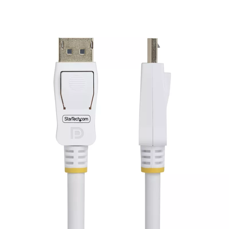StarTech.com 10ft (3m) biely VESA certifikovaný DisplayPort 1.2 kábel, 4K 60Hz, 21,6 Gbit/s, zaisťovacie DP konektory samec, DP 1.2 DisplayPort kábel, DP monitorový kábel, M/M