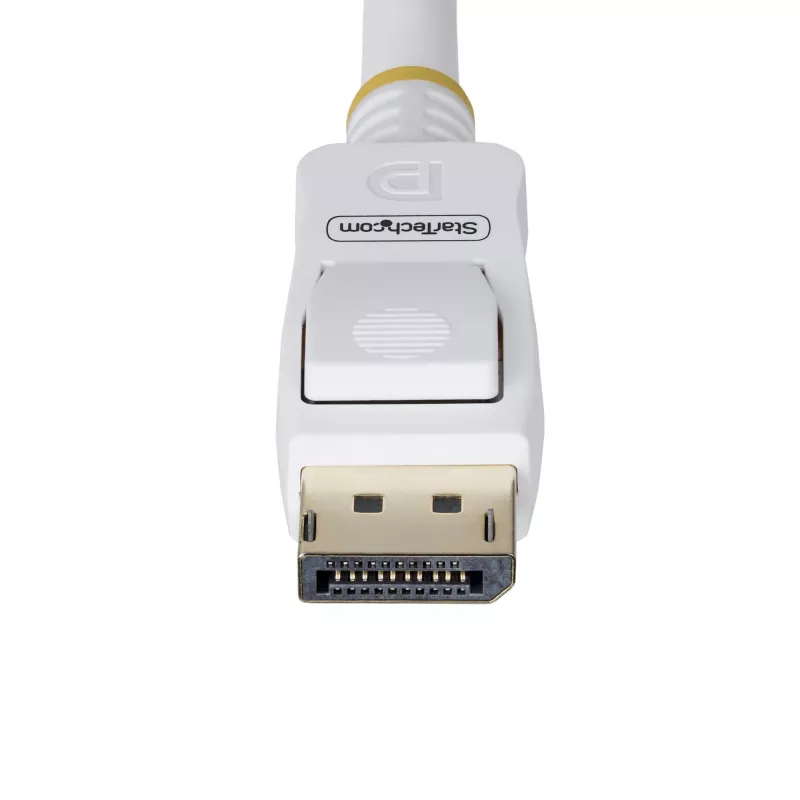 StarTech.com 10ft (3m) biely VESA certifikovaný DisplayPort 1.2 kábel, 4K 60Hz, 21,6 Gbit/s, zaisťovacie DP konektory samec, DP 1.2 DisplayPort kábel, DP monitorový kábel, M/M