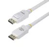 StarTech.com 10ft (3m) biely VESA certifikovaný DisplayPort 1.2 kábel, 4K 60Hz, 21,6 Gbit/s, zaisťovacie DP konektory samec, DP 1.2 DisplayPort kábel, DP monitorový kábel, M/M