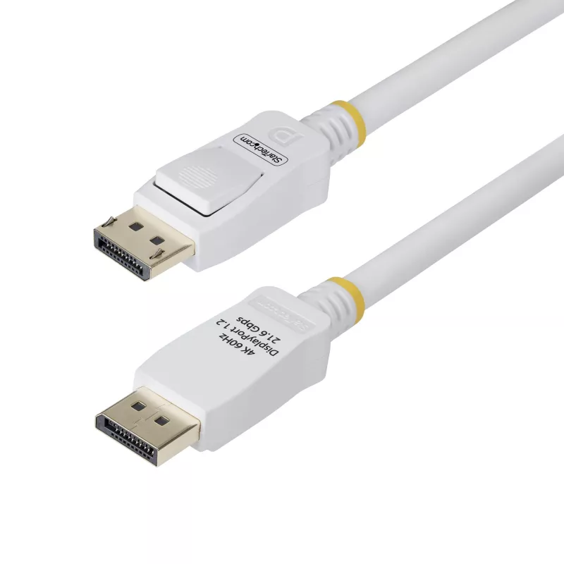 StarTech.com 10ft (3m) biely VESA certifikovaný DisplayPort 1.2 kábel, 4K 60Hz, 21,6 Gbit/s, zaisťovacie DP konektory samec, DP 1.2 DisplayPort kábel, DP monitorový kábel, M/M