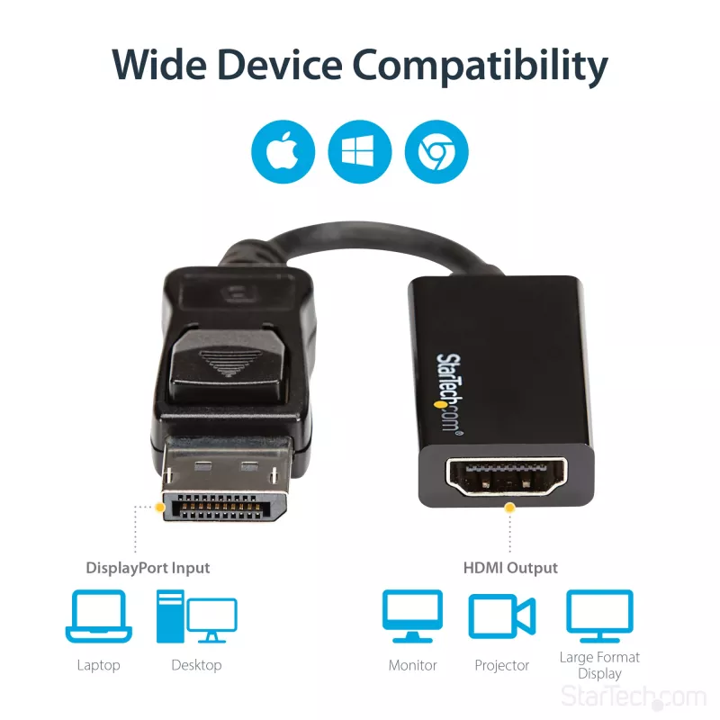 StarTech.com DP2HD4K60S adaptér z DisplayPort na HDMI, 4K 60Hz, 0,215 m, samec/samica