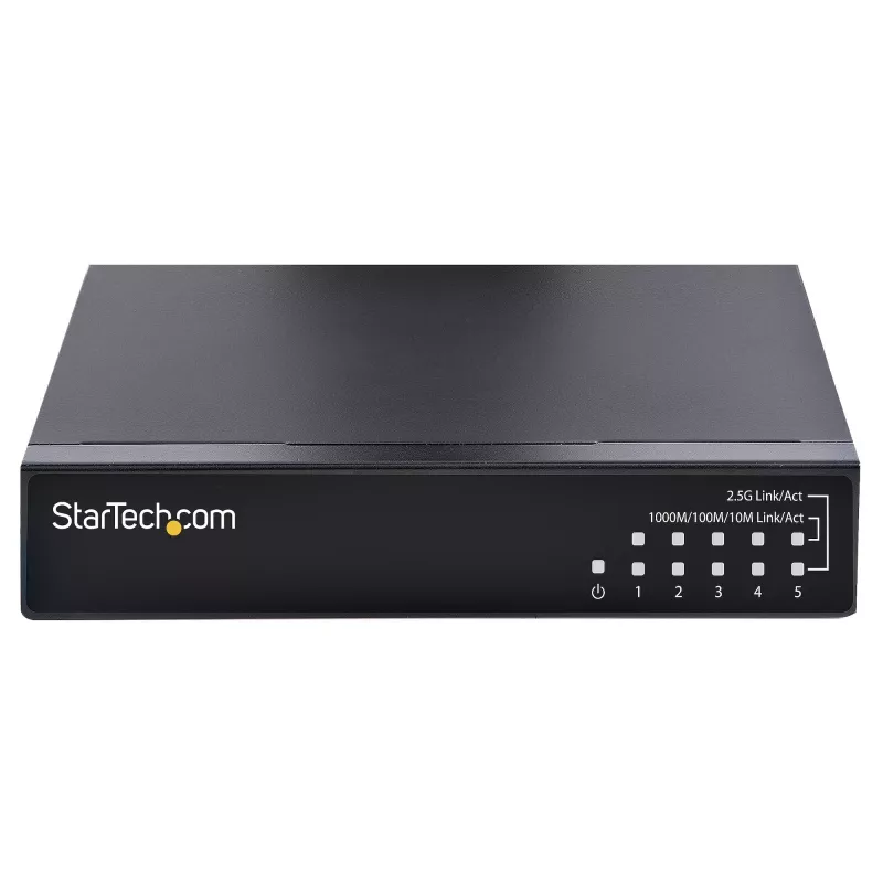StarTech.com neupravovaný 2.5G switch – 5-portový gigabitový switch – 2.5GBASE-T neupravovaný ethernetový switch – ethernetový rozbočovač – montáž na DIN lištu alebo stenu – multi-gigabit – Auto-MDIX – 9K Jumbo