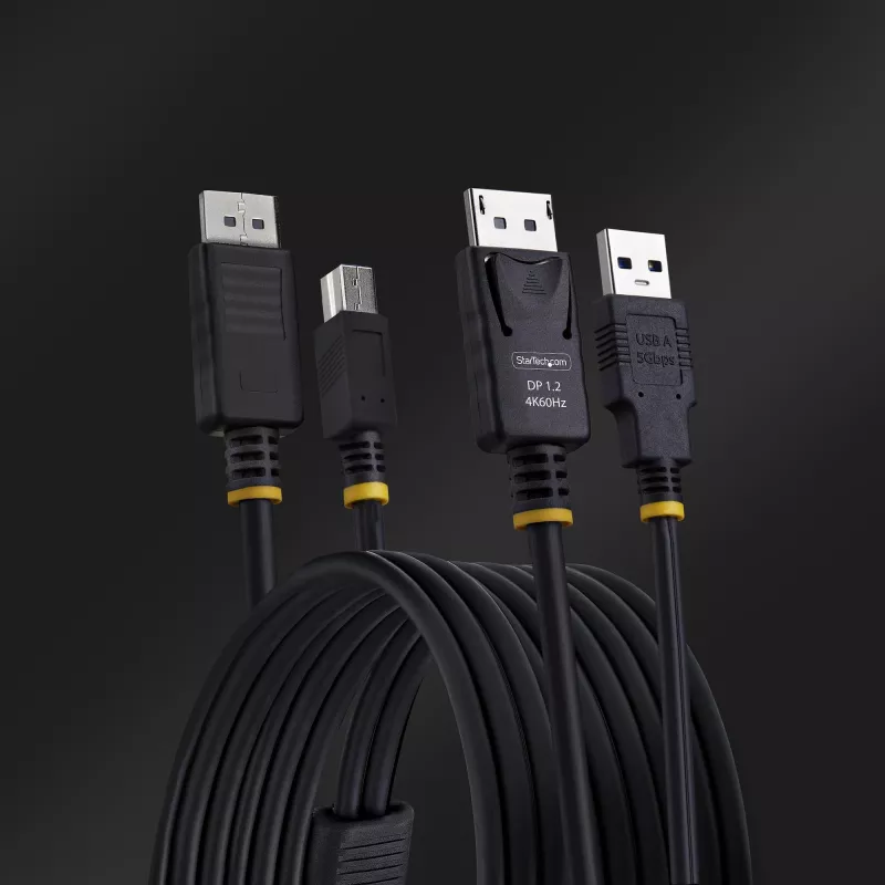StarTech.com 6ft (1,8 m) DisplayPort a USB 5 Gbit/s KVM kábel, 4K 60 Hz, univerzálne kompatibilný DP 1.2/USB 3.0 kombinovaný kábel pre KVM prepínače