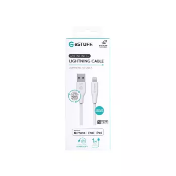 Lightning kábel eSTUFF ES601170 1m USB-A 2,4A 5V biely