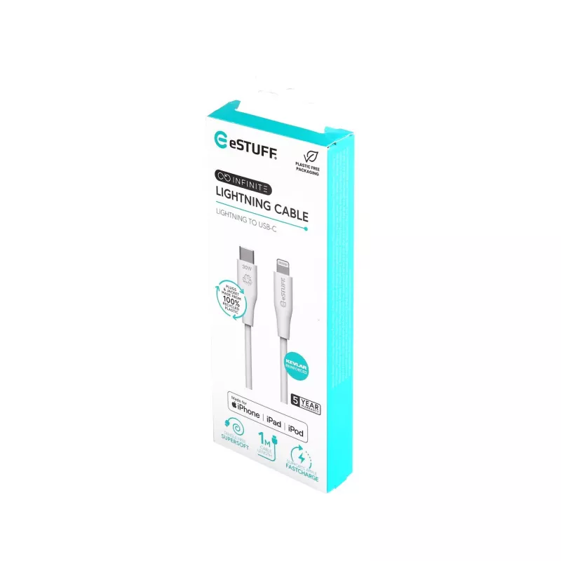 Lightning kábel eSTUFF ES602170 1m USB C 2.4A 5V GRS-certifikovaný