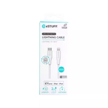 Lightning kábel eSTUFF ES602270 3m USB-C 2,4A biely