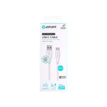 eSTUFF ES605270 USB kábel USB 2.0 2 m USB-C USB-A biely