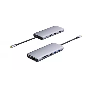 eSTUFF ES623009 rozbočovač USB 3.2 Gen 1 (3.1 Gen 1) Type-C 5000 Mbit/s sivý