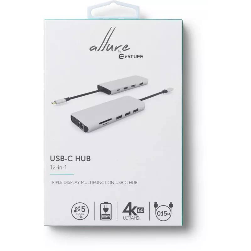 eSTUFF ES623009 rozbočovač USB 3.2 Gen 1 (3.1 Gen 1) Type-C 5000 Mbit/s sivý