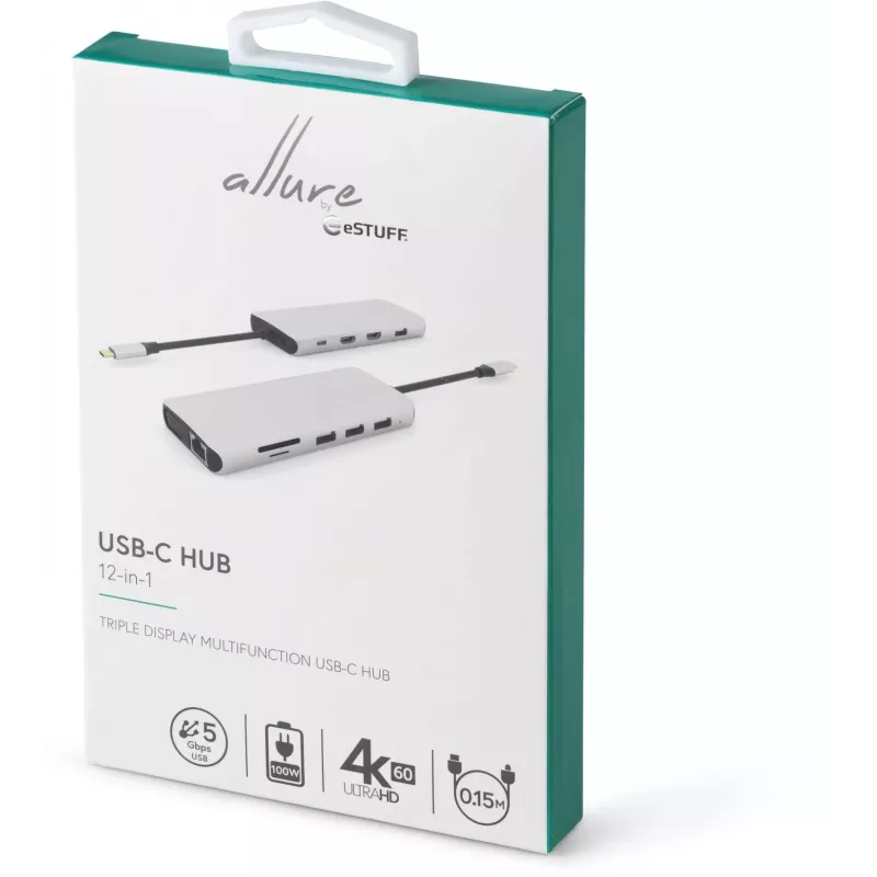 eSTUFF ES623009 rozbočovač USB 3.2 Gen 1 (3.1 Gen 1) Type-C 5000 Mbit/s sivý