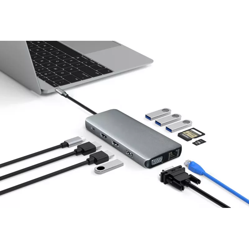 eSTUFF ES623009 rozbočovač USB 3.2 Gen 1 (3.1 Gen 1) Type-C 5000 Mbit/s sivý
