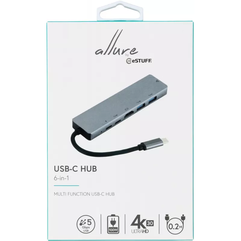 eSTUFF ES623012 dokovacia stanica/port replikátor pre notebook USB 3.2 Gen 1 (3.1 Gen 1) Type-C sivá
