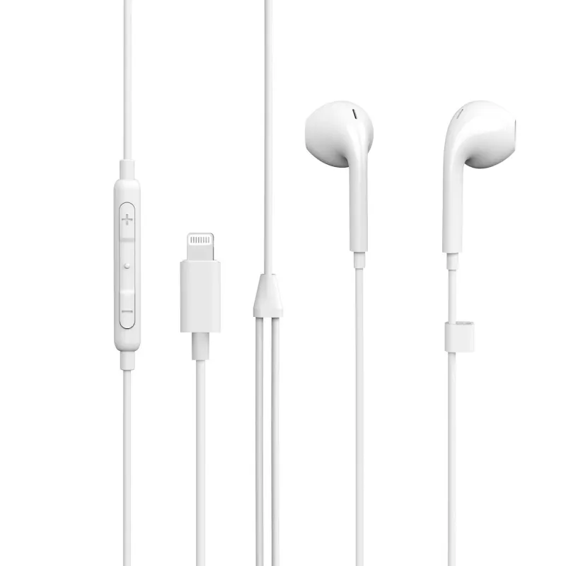 eSTUFF in-ear slúchadlá pre zariadenia Apple, káblové, hovory/hudba, 90 g, slúchadlá, biela