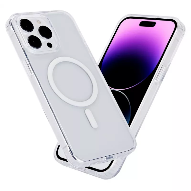 eSTUFF Berlin ES67140028 magnetické puzdro pre iPhone 15 Pro Max, kompatibilné s MagSafe, polykarbonát, TPU, priehľadné