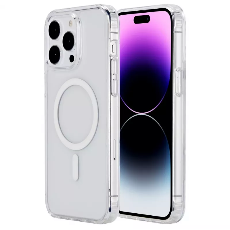 eSTUFF Berlin ES67140028 magnetické puzdro pre iPhone 15 Pro Max, kompatibilné s MagSafe, polykarbonát, TPU, priehľadné