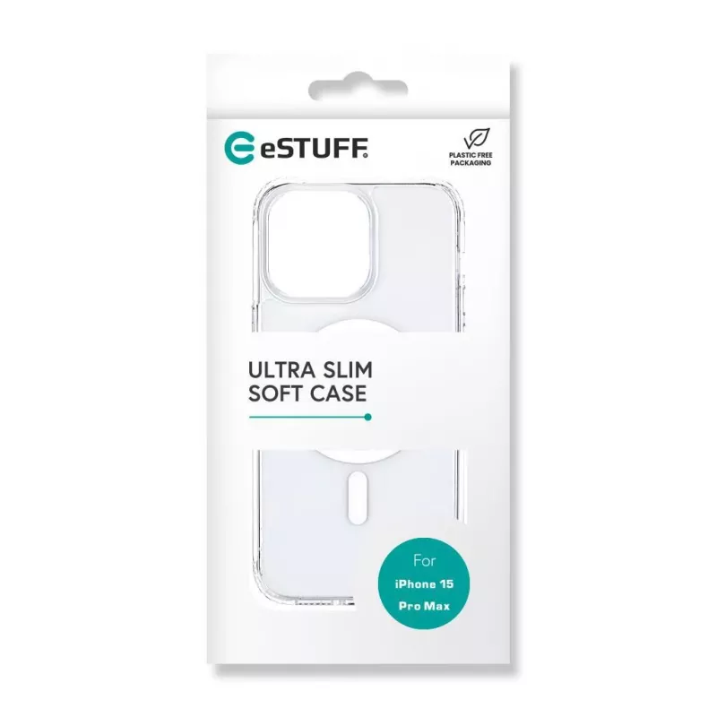 eSTUFF Berlin ES67140028 magnetické puzdro pre iPhone 15 Pro Max, kompatibilné s MagSafe, polykarbonát, TPU, priehľadné