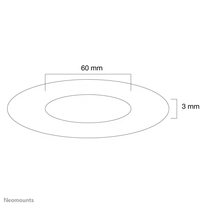 Neomounts FPMA-CRS6 stropný kryt – priem. 60 mm, strieborný, plast, strop, 3 mm, 6 cm, 1 ks