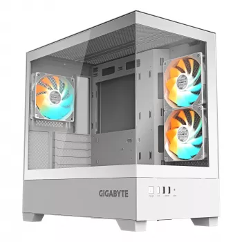 GIGABYTE C201 PANORAMIC ICE PC skriňa – Mid Tower, m-ATX, podpora 360 mm radiátora, 3 predinštalované ventilátory, USB 3.0, podpora RGB Fusion