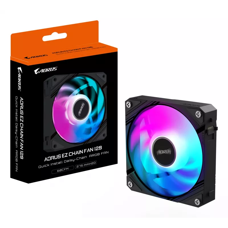 Gigabyte AORUS EZ CHAIN FAN 120 ventilátor do skrinky, 120 mm, čierny, GP-ECFAN1201