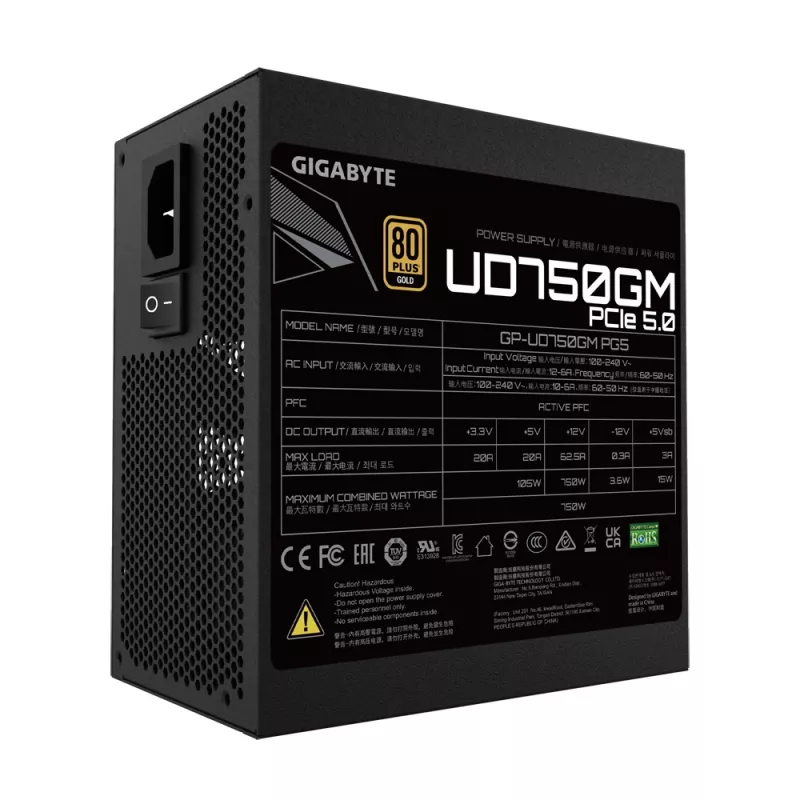 Napájací zdroj GIGABYTE UD750GM PG5 750 W 20+4 Pin ATX ATX čierny
