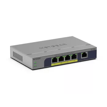 Neřízený 5-portový PoE switch Netgear GS105P 1Gb Ethernet s Power over Ethernet (GS105P-300EUS)