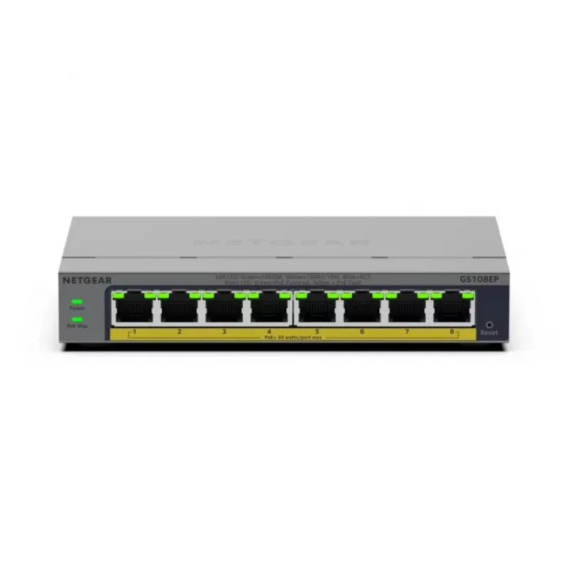 NETGEAR GS108EP Managed L2/L3 Gigabit Ethernet (10/100/1000) sivá