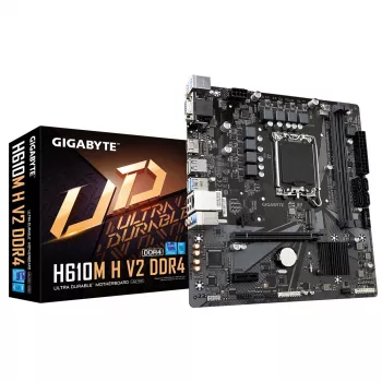 GIGABYTE H610M H V2 DDR4 základná doska - podporuje Intel Core 14. generácie, 6+1+1 Hybrid Digital VRM, až do 3200 MHz DDR4 (OC), 1x PCIe 3.0 M.2, GbE LAN, USB 3.2 Gen 1