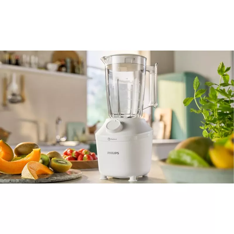 Stolový mixér Philips HR2041/00 — 450 W, 1,9 L plastová nádoba, nože z nehrdzavejúcej ocele, biela