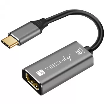 Techly IADAP-USBC-HDMI8 USB grafický adaptér 7680 x 4320 pixelov čierna, strieborná