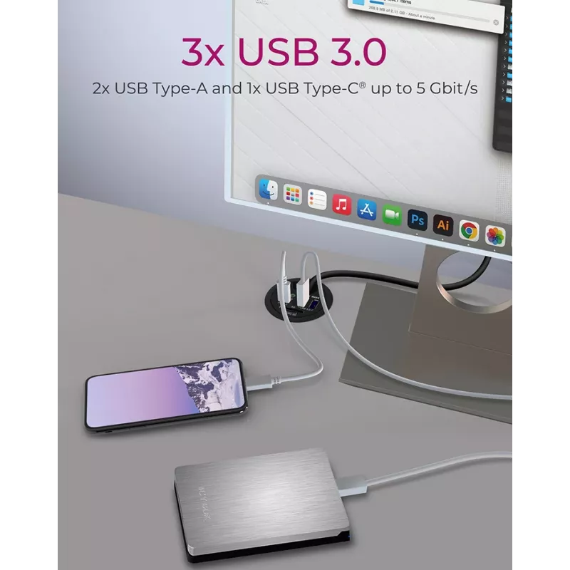 ICY BOX IB-HUB1404A zásuvková lišta čierna