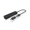 ICY BOX IB-HUB1439-LAN káblový USB 3.2 Gen 1 (3.1 Gen 1) Type-A čierny