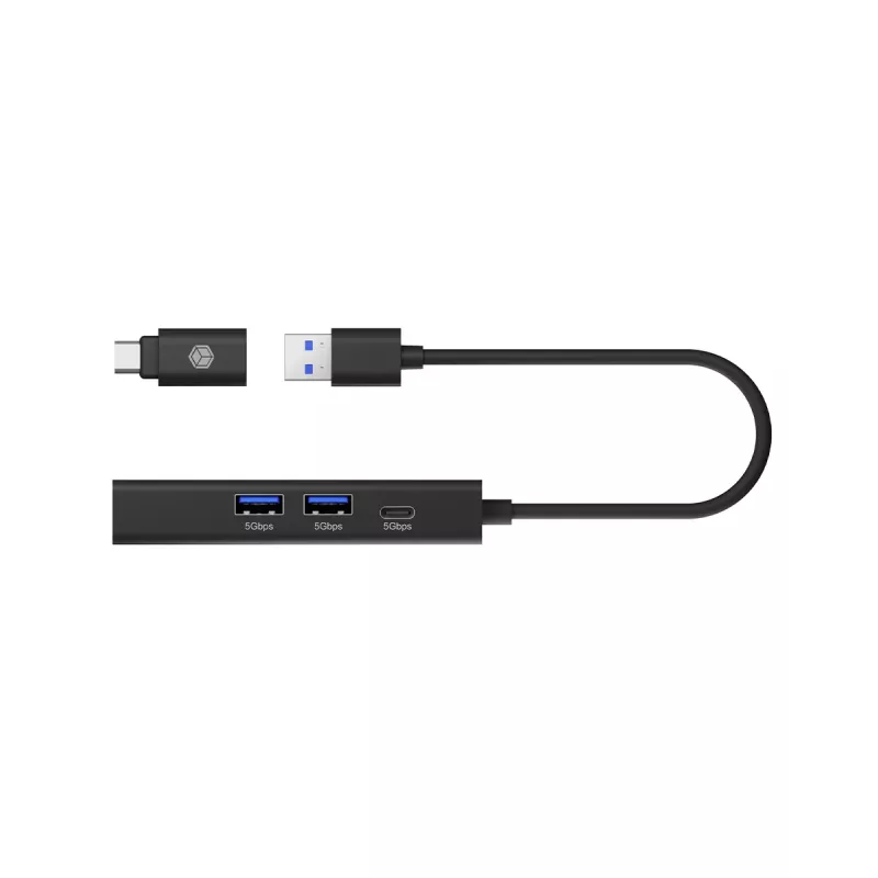 ICY BOX IB-HUB1439-LAN káblový USB 3.2 Gen 1 (3.1 Gen 1) Type-A čierny