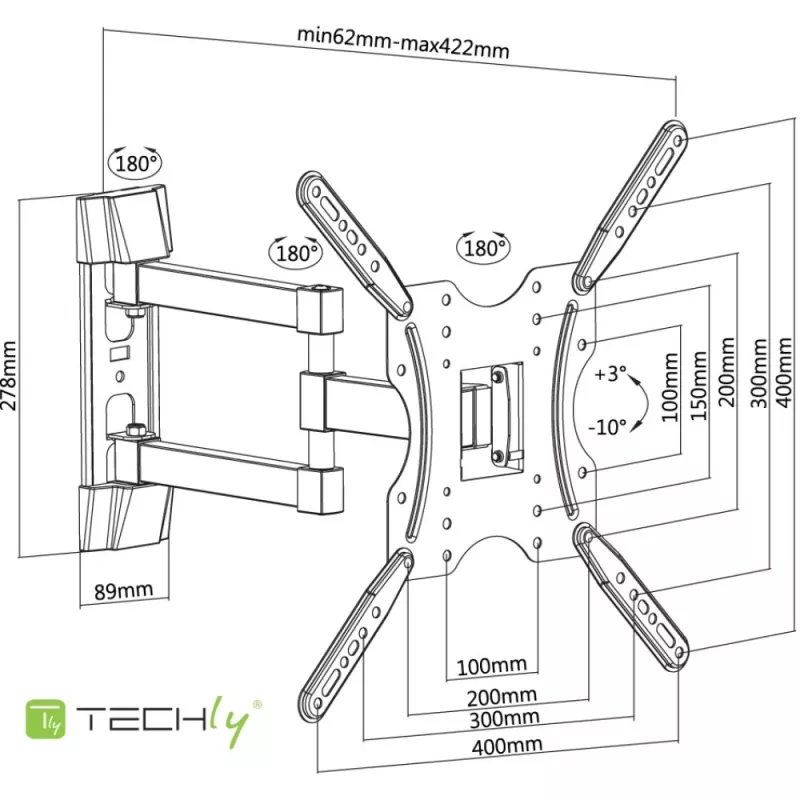 Techly 32-55 palcov univerzálny nástenný držiak LCD TV čierny