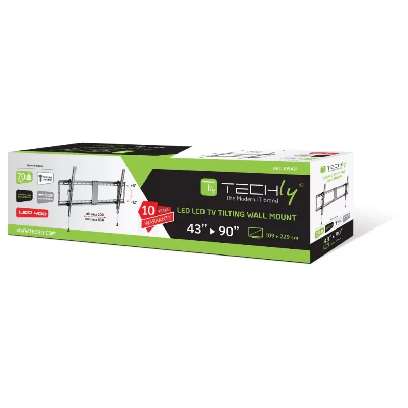 Nástenný držiak TV Techly ICA-PLB-590, sklopný, vzdialenosť od steny 49 mm, pre LCD/LED 43-90 palcov (109,2-228,6 cm), do 70 kg, čierny
