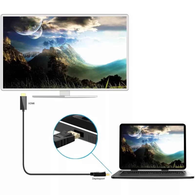 Techly konvertorový kábel 2m DisplayPort na HDMI 1.2 4K ICOC DSP-H12-020