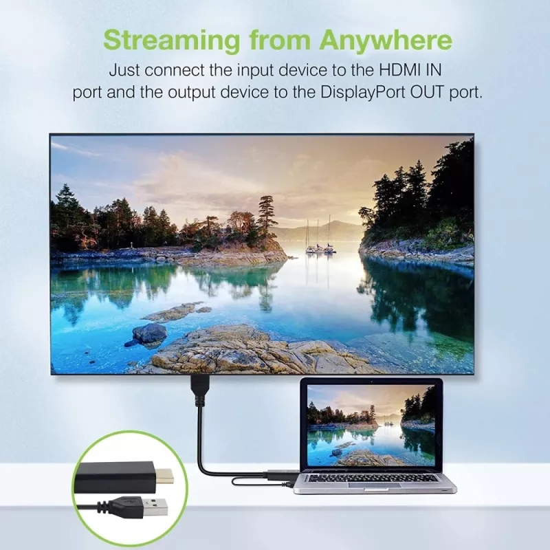 Techly ICOC-HDMI-DP12A adaptér z HDMI na DisplayPort s napájaním cez USB, 4K 30 Hz