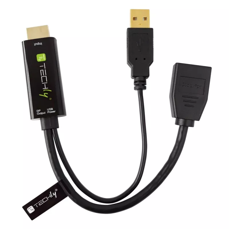 Techly ICOC-HDMI-DP12A adaptér z HDMI na DisplayPort s napájaním cez USB, 4K 30 Hz