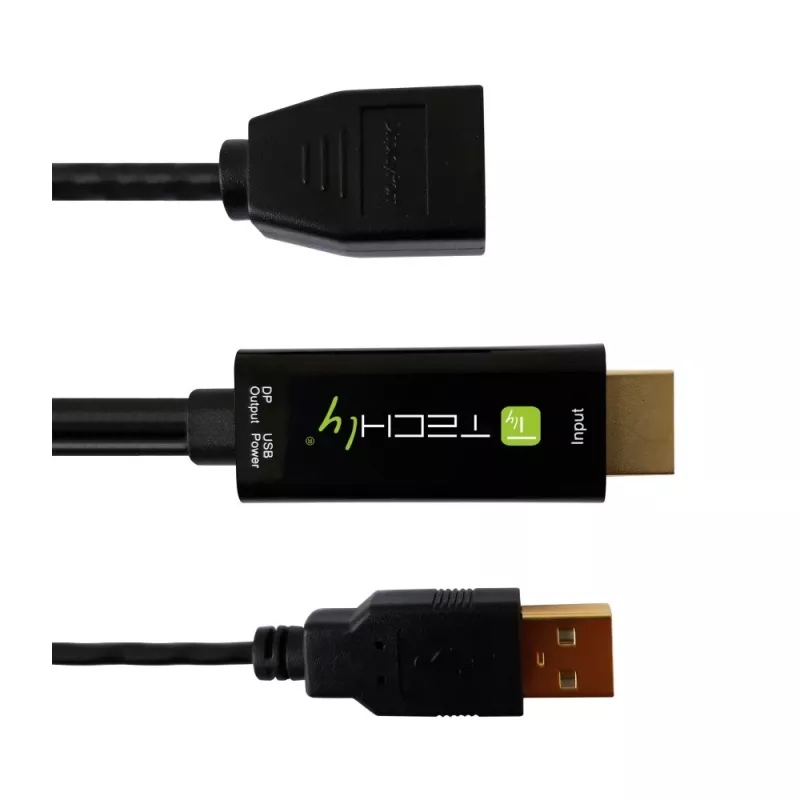 Techly ICOC-HDMI-DP12A adaptér z HDMI na DisplayPort s napájaním cez USB, 4K 30 Hz