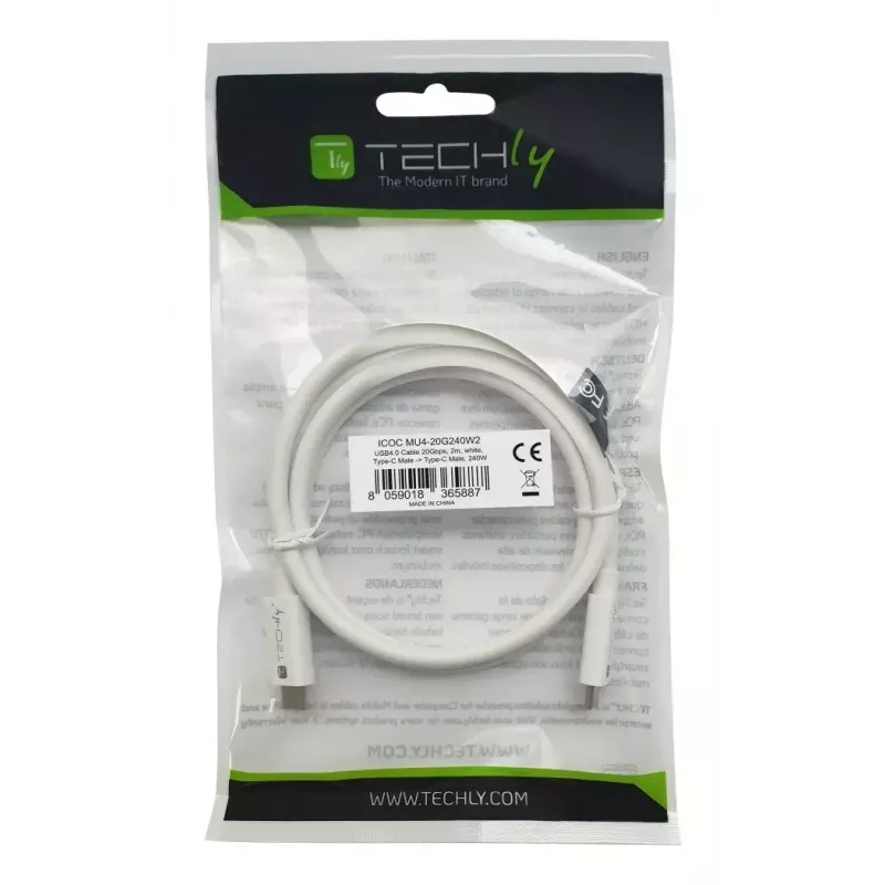 Techly ICOC-MU4-20G240W2 USB kábel USB4 Gen 2x2 2 m USB C biely