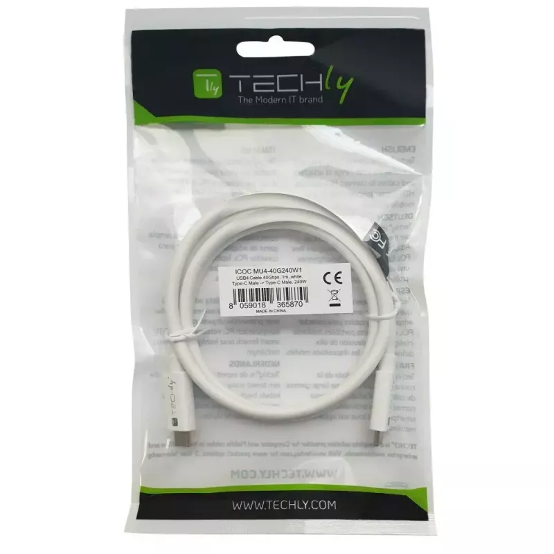 Techly ICOC-MU4-40G240W1 USB kábel USB4 Gen 3x2 1 m USB C biely