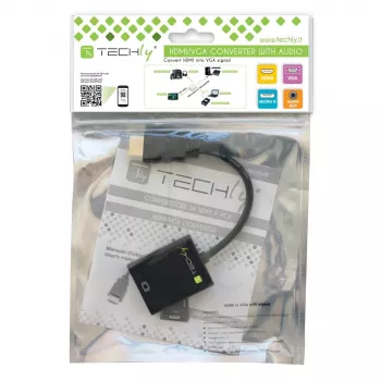 Techly káblový adaptér konvertor HDMI na VGA s Micro USB a audio IDATA HDMI-VGA2AU