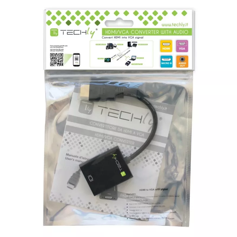 Techly káblový adaptér konvertor HDMI na VGA s Micro USB a audio IDATA HDMI-VGA2AU