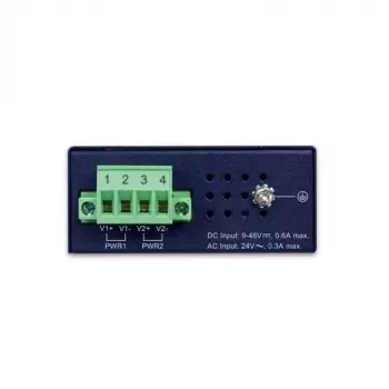Neupravovaný Gigabit Ethernet switch PLANET IGS-510TF — 4 x 10/100/1000 Mbps, 10 Gbit/s prepínanie, 9–48V DC, montáž na stenu