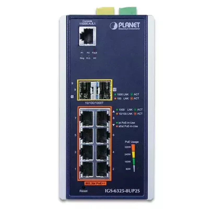 Upravovaný L3 switch PLANET IGS-6325-8UP2S 8 portov Gigabit Ethernet PoE