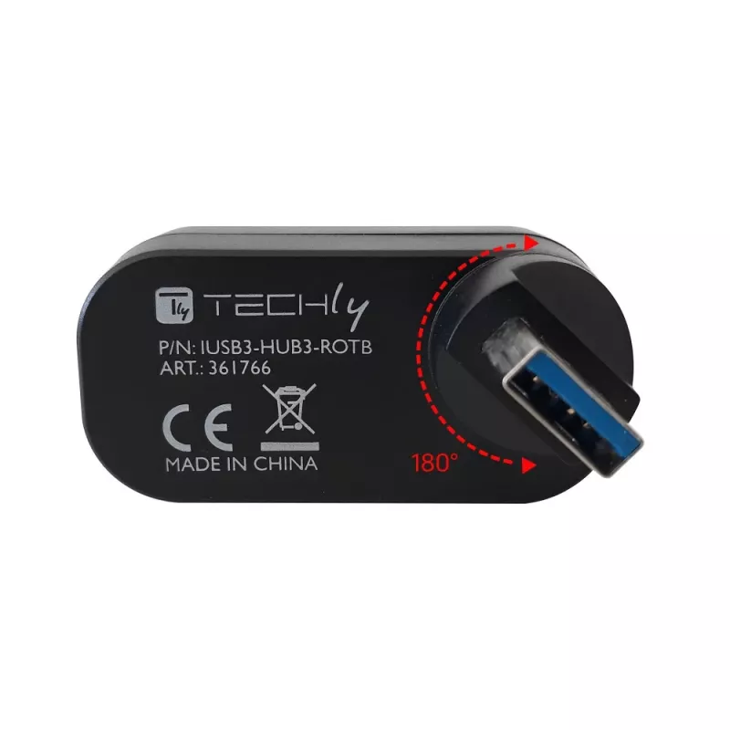 Techly IUSB3-HUB3-ROTB rozbočovač rozhraní USB 3.2 Gen 1 (3.1 Gen 1) Type-A 5000 Mbit/s čierny